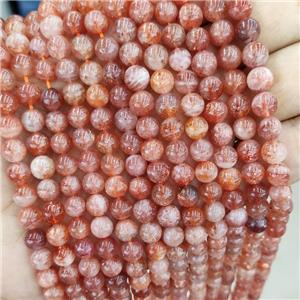 Gold Sunstone Beads Smooth Round Pink AA-Grade, approx 7-8mm [GB16017]