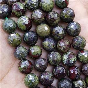 Natural Dragon Bloodstone Beads Heliotrope Faceted Round, approx 8mm dia [GB16027-8MM]