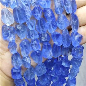 Blue Crystal Glass Beads Freeform Chip, approx 10-16mm [GB16029]