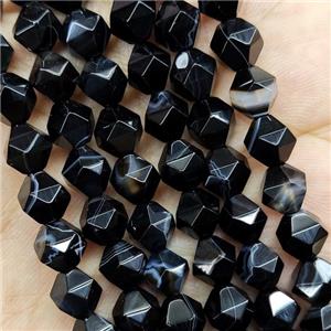 Natural Black Agate Beads Cut Round, approx 5-6mm [GB16094-6MM]