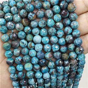 Blue Ocean Jasper Beads Faceted Round Dye, approx 8mm dia [GB16109]