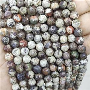 Natural Ocean Jasper Beads Faceted Round, approx 8mm dia [GB16110]