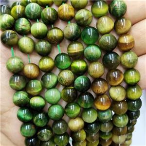 Tiger Eye Stone Beads Green Smooth Round, approx 10mm dia [GB16112-10MM]