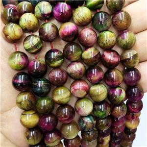 Tiger Eye Stone Beads Multicolor Round Smooth, approx 8mm dia [GB16113-8MM]