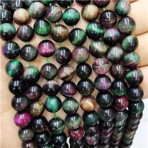 Tiger Eye Stone Beads Multicolor Round Smooth, approx 8mm dia [GB16116-8MM]