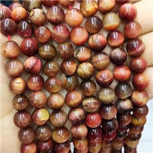 Peach Tiger Eye Stone Beads Round Smooth, approx 10mm dia [GB16117-10MM]