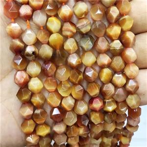 Peach Tiger Eye Stone Beads Cut Round, approx 7-8mm [GB16129]