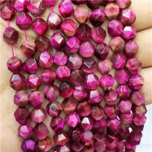 Hotpink Tiger Eye Stone Beads Round Cut, approx 7-8mm [GB16130]