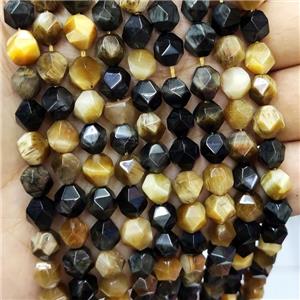 Tiger Eye Stone Beads Starcut Round Gold, approx 7-8mm [GB16131]