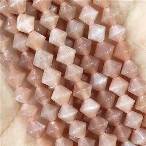 Peach Sunstone Bicone Beads, approx 6mm [GB16134]
