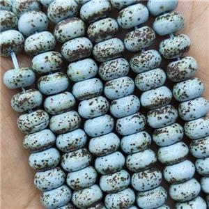 Natural Bodhi Tuquoise Rondelle Beads Smooth Blue, approx 8mm [GB16141]