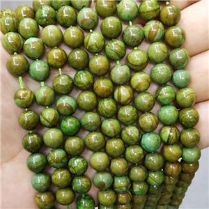 Green Jasper Beads Smooth Round Dye, approx 8mm dia [GB16160]