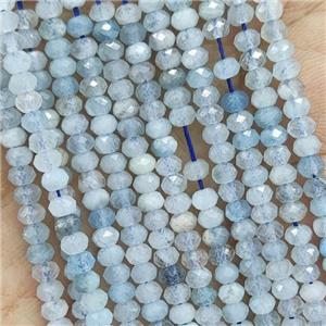 Natural Aquamarine Beads B-Grade Faceted Rondelle, approx 4mm [GB16174]