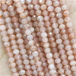 Pink Moonstone Beads Faceted Rondelle, approx 4mm [GB16181]