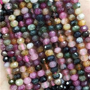 Multicolor Tourmaline Beads Faceted Rondelle, approx 4mm [GB16187]