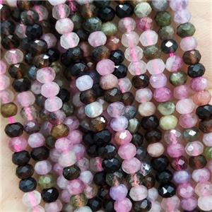 Tourmaline Beads Faceted Rondelle Multicolor, approx 4mm [GB16188]