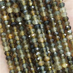 Natural Green Tourmaline Beads Faceted Rondelle, approx 4mm [GB16189]