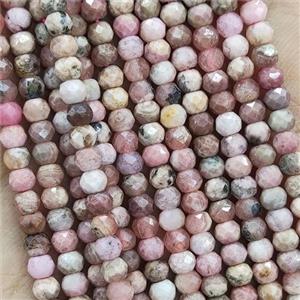 Natural Argentine Rhodochrosite Beads B-Grade Faceted Rondelle, approx 4mm [GB16195]