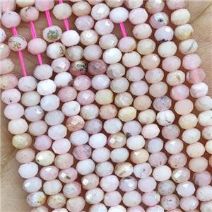 Natural Pink Opal Beads Faceted Rondelle, approx 4mm [GB16196]