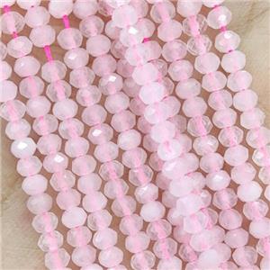 Pink Rose Quartz Beads Faceted Rondelle, approx 4mm [GB16199]