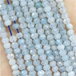Natural Aquamarine Beads A-Grade Faceted Rondelle Tiny Blue, approx 4mm [GB16203]