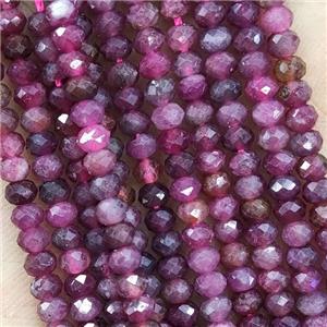 Pink Tourmaline Beads Faceted Rondelle Tiny, approx 4mm [GB16218]