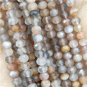 Multicolor Moonstone Seed Beads Faceted Rondelle, approx 4mm [GB16225]