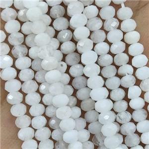 Natural White Moonstone Beads Faceted Rondelle, approx 4mm [GB16229]