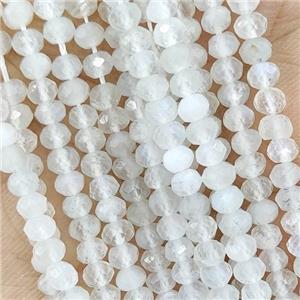 Natural White Moonstone Seed Beads Faceted Rondelle, approx 4mm [GB16230]