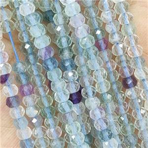 Natural Multicolor Fluorite Beads Faceted Rondelle, approx 4mm [GB16231]