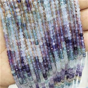 Natural Fluorite Beads Multicolor Faceted Rondelle, approx 4mm [GB16243]