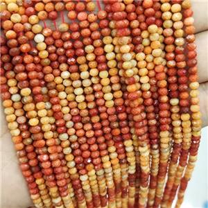 Natural Coral Beads Faceted Rondelle, approx 4mm [GB16244]