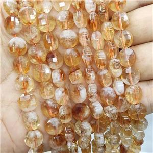 Natural Citrine Beads Faceted Circle Yellow, approx 10mm [GB16249]