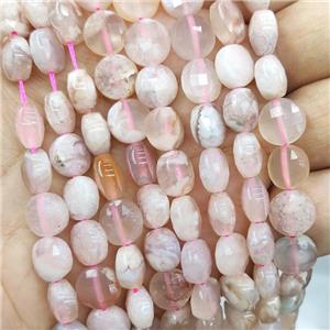 Natural Sakura Cherry Agate Beads Faceted Circle Pink, approx 10mm [GB16250]
