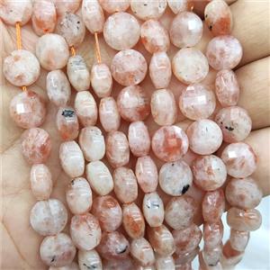 Peach Gold Sunstone Beads Faceted Circle, approx 10mm [GB16259]
