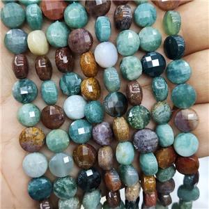 Ocean Agate Beads Faceted Circle Multicolor, approx 8mm [GB16274]