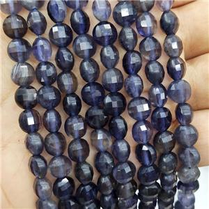 Natural Iolite Beads Faceted Circle, approx 8mm [GB16276]