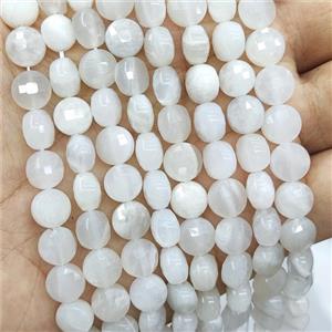 Natural White Moonstone Beads Faceted Circle, approx 8mm [GB16281]
