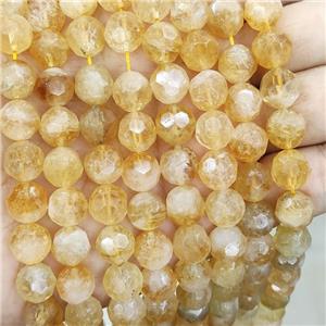 Natural Citrine Beads Faceted Round Yellow, approx 10mm [GB16309]