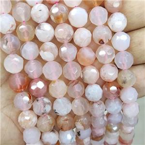 Natural Pink Cherry Agate Beads Sakura Faceted Round, approx 10mm [GB16316]