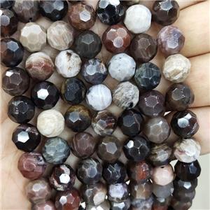 Natural Wood Petrified Jasper Beads Faceted Round, approx 10mm [GB16317]