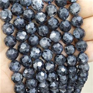 Black Labradorite Beads Faceted Round Larvikite, approx 10mm [GB16320]
