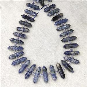 Blue Dalmatian Jasper Bullet Beads, approx 8-32mm [GB16345]