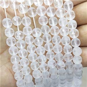 Clear Quartz Beads Facetd Round Matte, approx 8mm [GB16360]