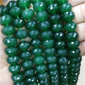 Green Jade Beads Faceted Rondelle Dye, approx 14mm [GB16361]