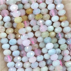 Natural Morganite Beads Faceted Rondelle Multicolor, approx 5.6-6mm [GB16374]