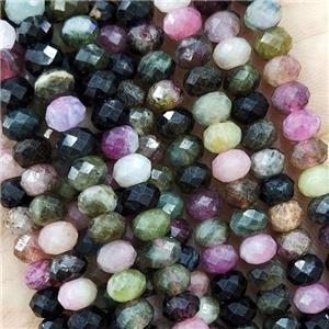 Multicolor Tourmaline Beads Faceted Rondelle, approx 5.6-6mm [GB16376]