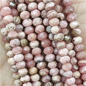 Natural Argentina Rhodochrosite Pink Faceted Rondelle, approx 5.6-6mm [GB16382]