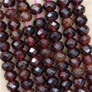 Natural Red Garnet Beads Faceted Rondelle, approx 5.6-6mm [GB16388]