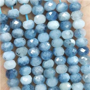 Natural Aquamarine Beads Blue Faceted Rondelle, approx 5.6-6mm [GB16402]